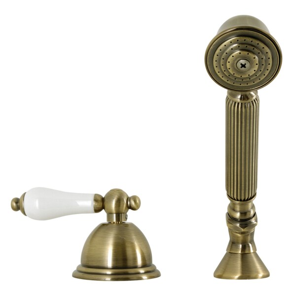 Kingston Brass KSK3353PLTR Deck Mount Hand Shower with Diverter for Roman Tub Faucet, Antique Brass KSK3353PLTR - main